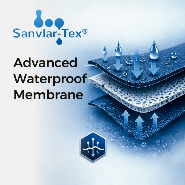 Wasserdichtes Sanvlar-Tex®-Sockensystem für atmungsaktiven Feuchtigkeitsschutz in Safetoe-Sicherheitsschuhen