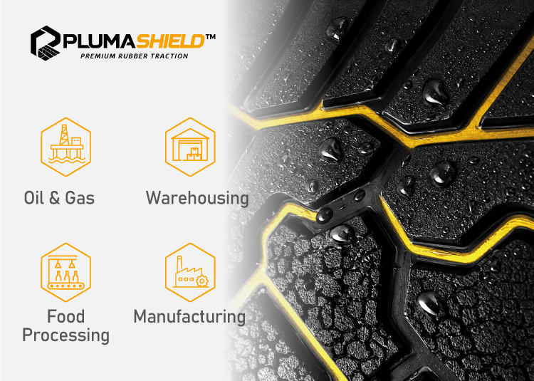Die PlumaShield™-Gummi-Traktionsaußensohlentechnologie bietet Rutschfestigkeit, Ölbeständigkeit und Haltbarkeit für Sicherheitsschuhe